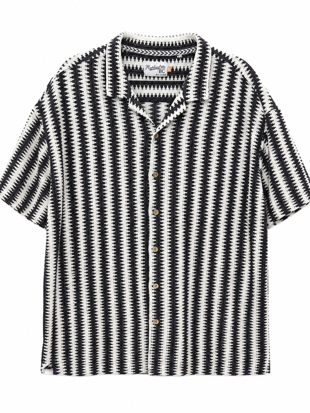 Huntington BC Baja Camp Shirt 5XL Black White Jacquard Resort